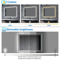 Bluetooth LED Bathroom Mirror with 3 Colours Modes Dimmable Anti fog Touch Switch
