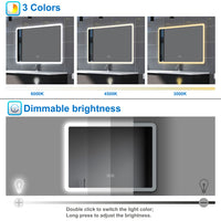 Bluetooth Bathroom Mirror with LED Lights 3 Colours Modes Dimmable Anti fog Touch Switch