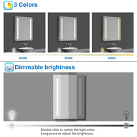 LED Bathroom Mirrom with 3 Colours Lights Shaver Socket Demister Pad 50x70cm