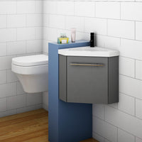 400mm Cloakroom Bathroom Corner Vanity Unit under Basin with Door Small