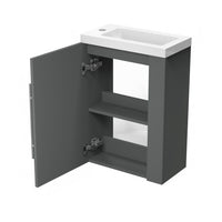 Cloakroom Bathroom Vanity Unit Wall Hung Compact Basin Door Unit 440mm