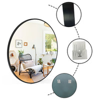 Round Wall Hanging Mirror with Black Frame for Bathroom, Home decoration, Makeup, Shaving