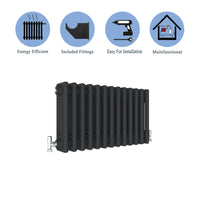 Traditional Horizontal 300x605mm 3 Columns Black Cast Iron Radiator