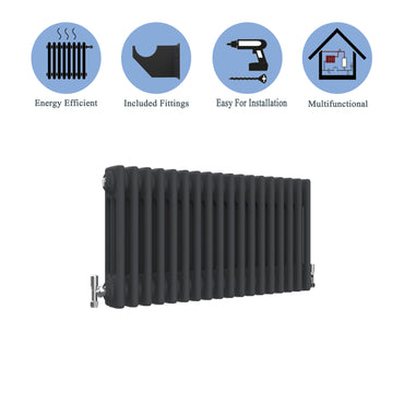 Traditional Horizontal 300x830mm 3 Columns Black Cast Iron Radiator