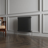 Aidal- Traditional Horizontal 600x605mm 2 Columns Black Cast Iron Radiator