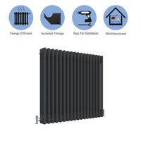 Traditional Horizontal 600x830mm 3 Columns Black Cast Iron Radiator