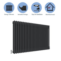 Traditional Horizontal 600x1190mm 3 Columns Black Cast Iron Radiator