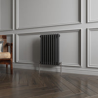 Aidal- Traditional Horizontal 600x425mm 2 Columns Black Cast Iron Radiator