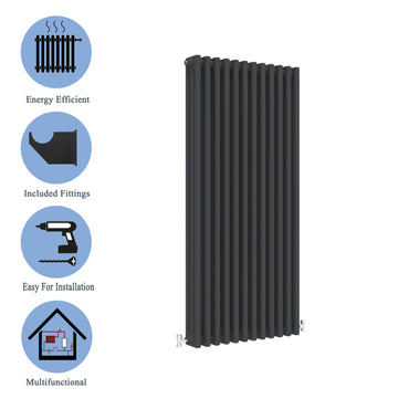 Traditional Vertical 1500x560mm 3 Columns Black Cast Iron Radiator