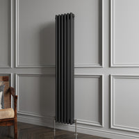 Aidal- Traditional Vertical 1500x290mm 3 Columns Black Cast Iron Radiator