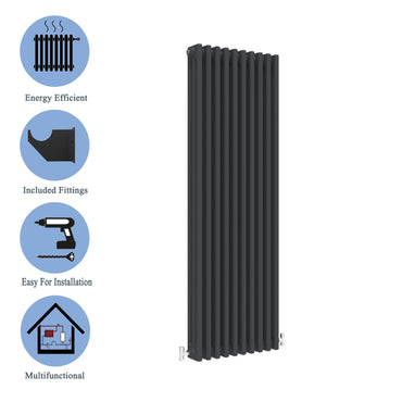 Traditional Vertical 1800x470mm 3 Columns Black Cast Iron Radiator