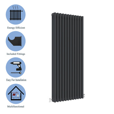 Traditional Vertical 1800x560mm 3 Columns Black Cast Iron Radiator