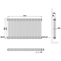 Traditional Horizontal 600x1010mm 2 Columns Black Cast Iron Radiator dimension