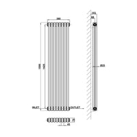 Traditional Vertical 1500x380mm 2 Columns Black Cast Iron Radiator dimension