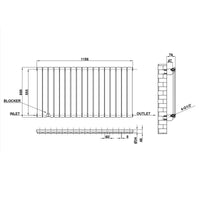 600x1156mm black single flat panel radiator dimension