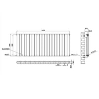 600x1428mm black double flat panel radiator dimension