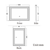 aidal-Bathroom LED Mirror with Anti-fog, Dimmable illuminated, Rectangular, IP44 Waterproof, Dustproof,