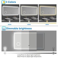 LED Bathroom Mirror with Bluetooth Dimmable Anti fog Magnifier Clock