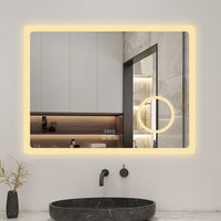 Bathroom Mirror with LED Lights Bluetooth Dimmable Anti fog Magnifier Clock