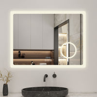 Bathroom Mirror with LED Lights Bluetooth Dimmable Anti fog Magnifier Clock