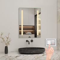 LED Bathroom Mirrom with 3 Colours Lights Shaver Socket Demister Pad 50x70cm