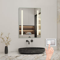 LED Bathroom Mirrom with 3 Colours Lights Shaver Socket Demister Pad 50x70cm