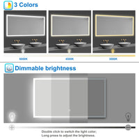 Illuminated Bathroom LED Mirrom with 3 Colours Lights Shaver Socket Demister Pad