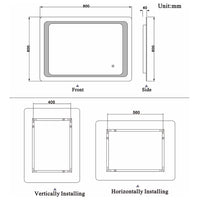 Aidal--Bathroom Mirror with Dimmable LED, Anti-fog, Memory function, Rectangular, Waterproof, Explosion-proof, Wall mounted