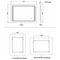 Aidal--Bathroom Mirror with Dimmable LED, Anti-fog, Memory function, Rectangular, Waterproof, Explosion-proof, Wall mounted
