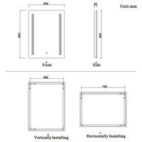 Aidal--Bathroom Mirror with LED, Dimmable illuminate, Anti-fog, Rectangle, IP44 Waterproof Dustproof, Explosion-proof, Wall mounted