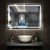 Aidal--Bathroom LED Mirror with Anti-fog, Heating pad, Dimmable illuminated, Rectangular, IP44 Waterproof, Explosion-proof