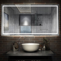 Aidal--Bathroom LED Mirror with Anti-fog, Heating pad, Dimmable illuminated, Rectangular, IP44 Waterproof, Explosion-proof