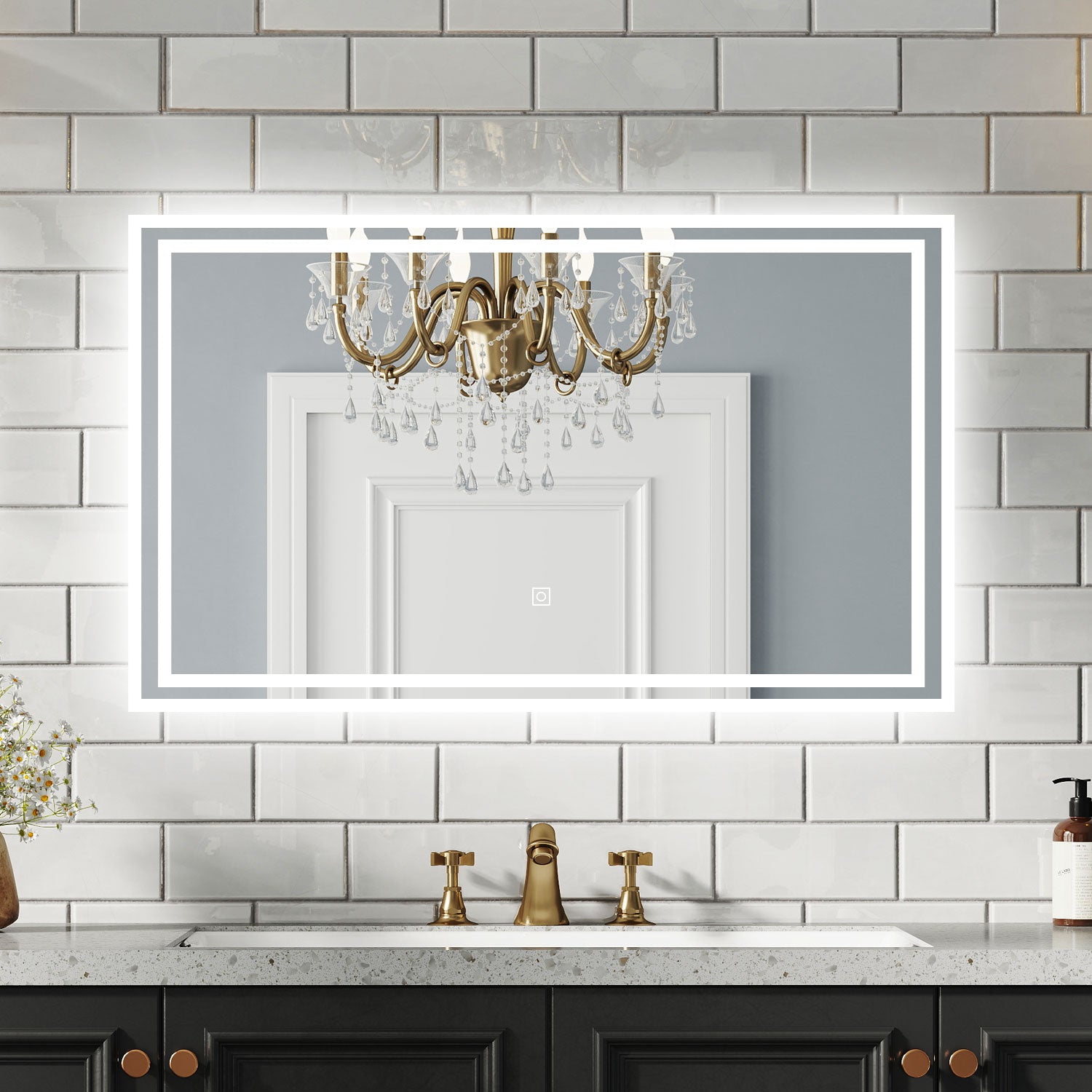 aidal-Bathroom LED Mirror with Anti-fog, Dimmable illuminated, Rectangular, IP44 Waterproof, Dustproof,