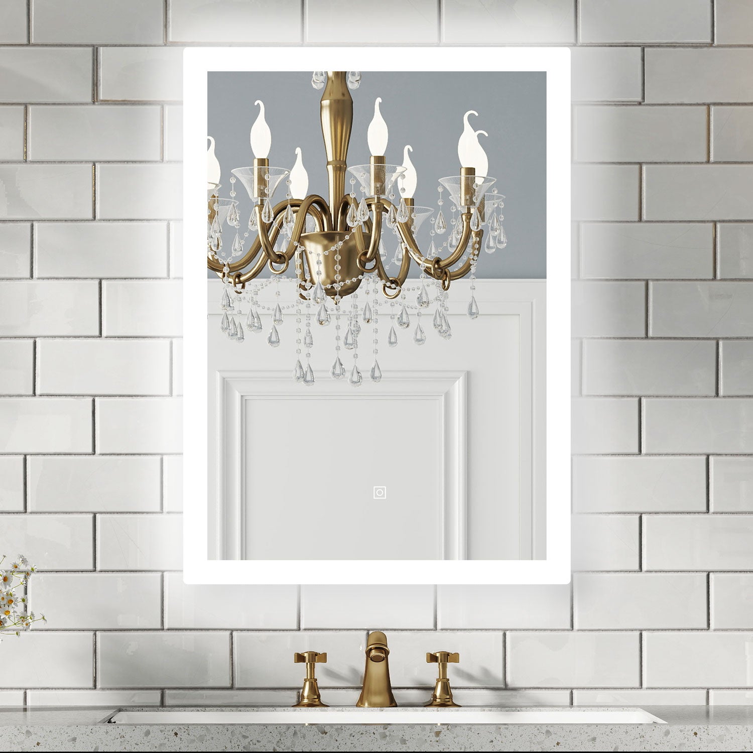 Aidal--Bathroom Mirror with Dimmable LED, Anti-fog, illuminated, Rectangular, IP44 Waterproof Dustproof, Explosion-proof, Wall mounted