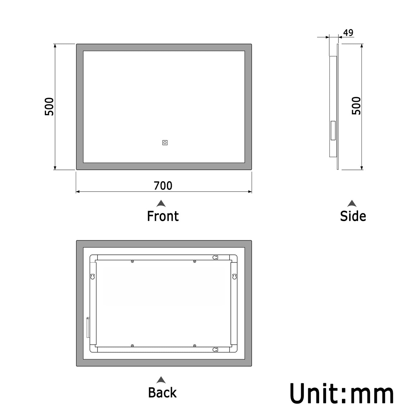 Illuminated Led Bathroom Mirror with Shaver Socket LED Lights Demister Pad Touch Switch