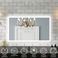 Aidal--Bathroom Mirror with Dimmable LED, Anti-fog, illuminated, Rectangular, IP44 Waterproof Dustproof, Explosion-proof, Wall mounted