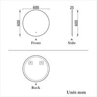 Aidal--Bathroom Mirror with Dimmable illuminated, Anti-fog, Round, IP44 Waterproof, Explosion-proof, Wall mounted