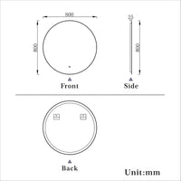 Aidal--Bathroom Mirror with Dimmable illuminated, Anti-fog, Round, IP44 Waterproof, Explosion-proof, Wall mounted