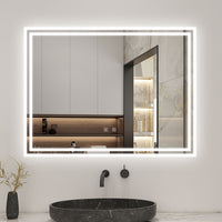 Bluetooth LED Bathroom Mirror with 3 Colours Modes Dimmable Anti fog Touch Switch