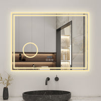 LED Bathroom Mirror with Bluetooth Dimmable Anti fog Magnifier Clock