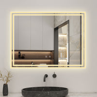 Bluetooth LED Bathroom Mirror with 3 Colours Modes Dimmable Anti fog Touch Switch
