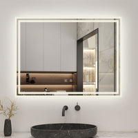 Bluetooth LED Bathroom Mirror with 3 Colours Modes Dimmable Anti fog Touch Switch