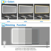 Bluetooth Bathroom LED Mirrom with 3 Colours Lights Shaver Socket Demister Pad