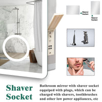 Bathroom Mirrom with Bluetooth 3 Colours LED Lights Shaver Socket Demister Pad Magnifier