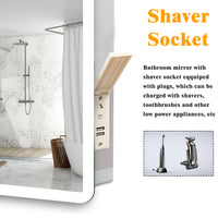 Bluetooth Bathroom LED Mirrom with 3 Colours Lights Shaver Socket Demister Pad