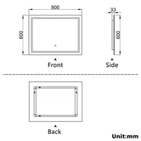 Aidal--Bathroom LED Mirror with Anti-fog, Heating pad, Dimmable illuminated, Rectangular, IP44 Waterproof, Explosion-proof