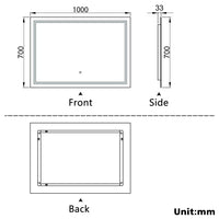 Aidal--Bathroom LED Mirror with Anti-fog, Heating pad, Dimmable illuminated, Rectangular, IP44 Waterproof, Explosion-proof