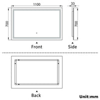 Aidal--Bathroom LED Mirror with Anti-fog, Heating pad, Dimmable illuminated, Rectangular, IP44 Waterproof, Explosion-proof