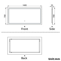 Aidal--Bathroom LED Mirror with Anti-fog, Heating pad, Dimmable illuminated, Rectangular, IP44 Waterproof, Explosion-proof