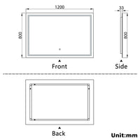 Aidal--Bathroom LED Mirror with Anti-fog, Heating pad, Dimmable illuminated, Rectangular, IP44 Waterproof, Explosion-proof